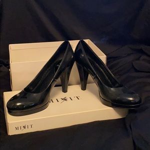 Black patent leather heels